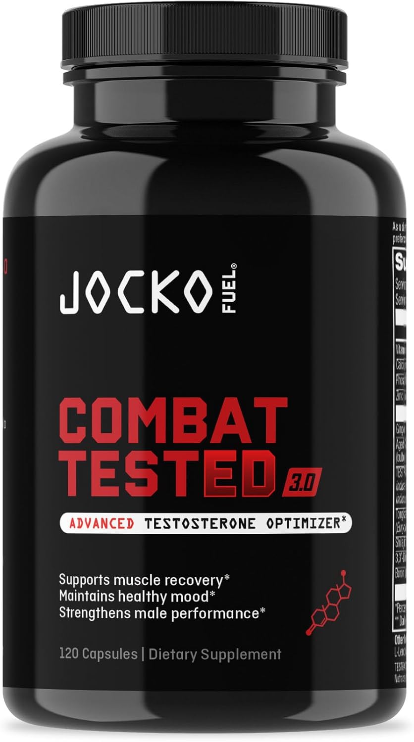 Jocko Fuel Test Booster for Men - Natural Endurance, Stamina, & Strength Booster - Muscle Builder for Men & Nitric Oxide Support with Ginger Root, Shilajit, & Tongkat Ali, 120ct (30 Servings) : Health & Household