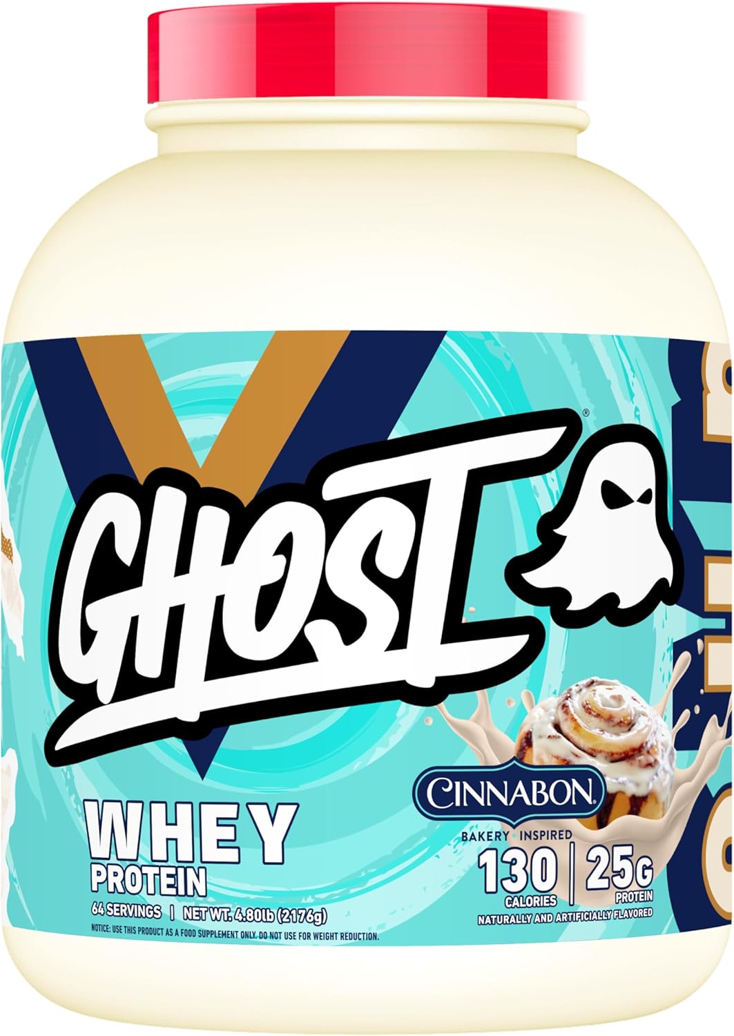 GHOST Whey Protein Powder, Cinnabon - 5LB, 25G of Protein - Cinnamon Roll Flavored Isolate, Concentrate & Hydrolyzed Whey Protein Blend - Post Workout Shakes - Soy & Gluten Free : Health & Household