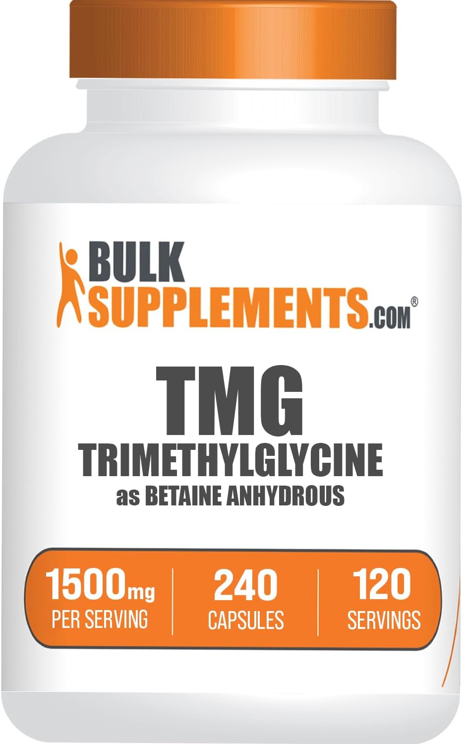 BulkSupplements.com TMG Capsules - Trimethylglycine as Betaine Anhydrous, TMG Supplement - Gluten Free, 2 Capsules per Serving (1500mg), 240 Count (Pack of 1) : Health & Household