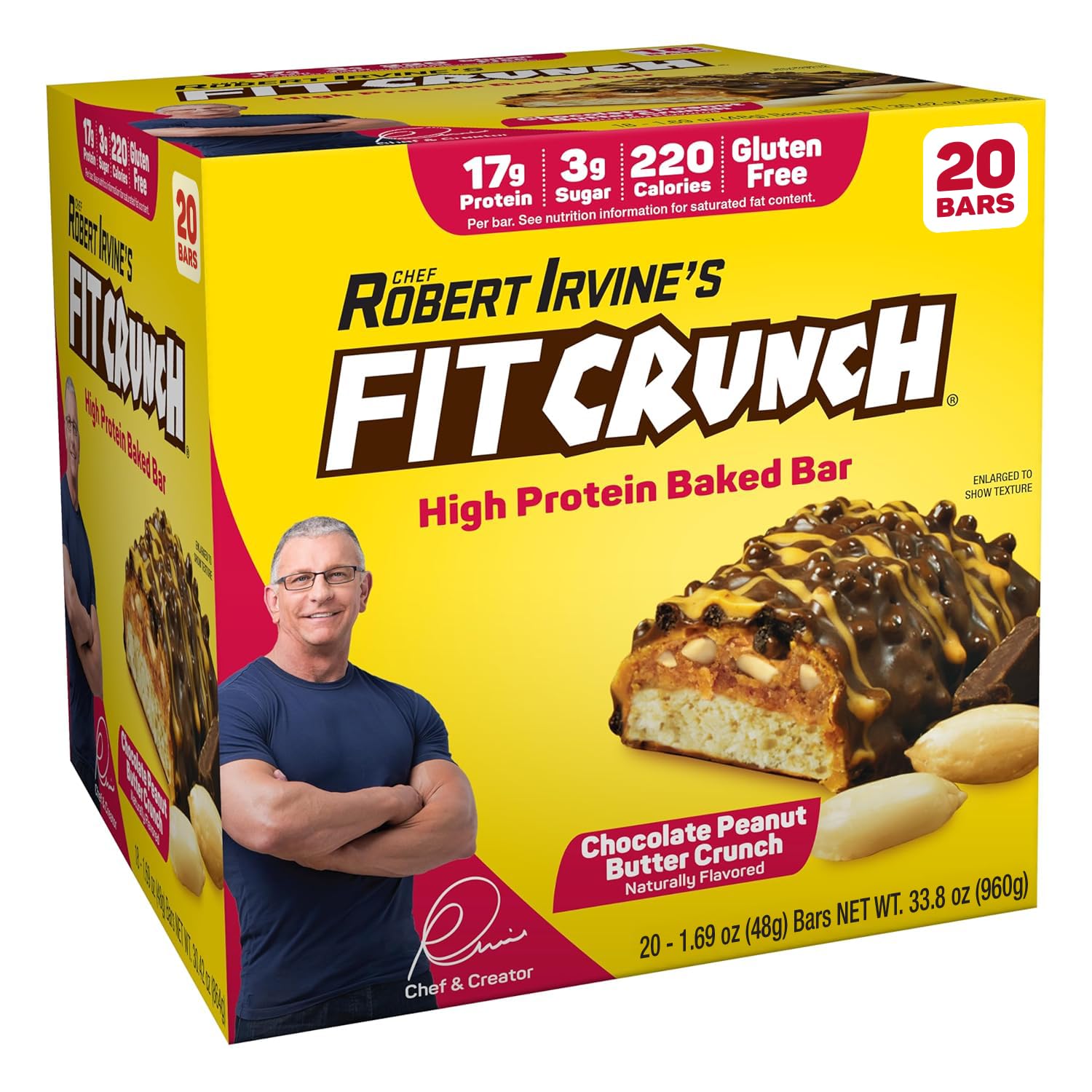FITCRUNCH Protein Bars, Snack Size Value Pack, Gluten Free, Made with Whey Proteins (20 Snack Size Bars, Peanut Butter Crunch) : Health & Household