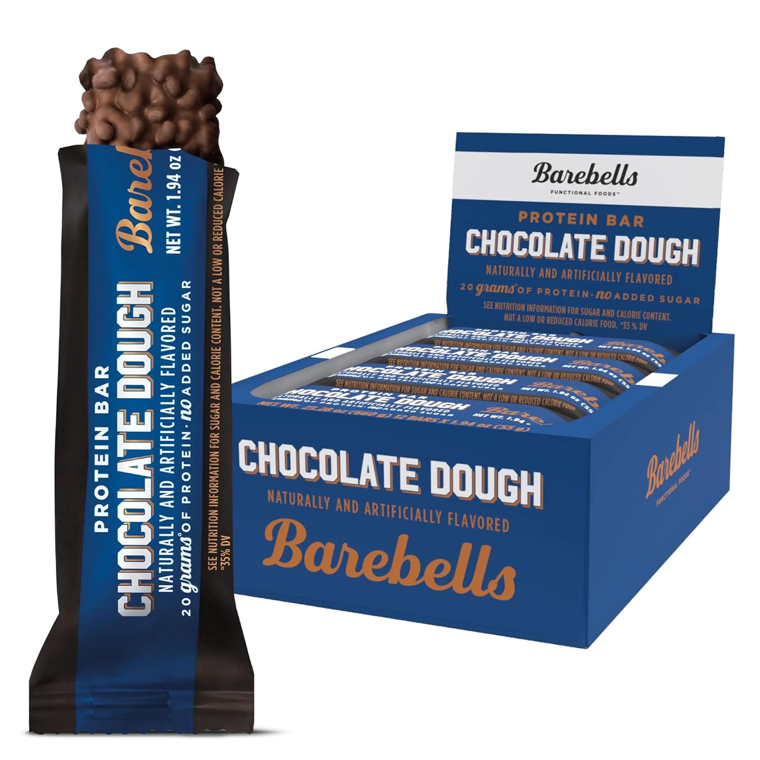 Barebells Protein Bars Chocolate Dough - 12 Count, 20g High Protein Treats - Chocolate Nutrition Bar with 1g Total Sugars - On-The-Go Breakfast or Post-Workout Snack : Health & Household